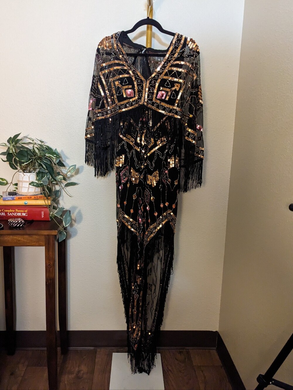 ASOS Fringe Sequin Cocktail Party Dress - Rose Gold Copper Fairy Glam Rare